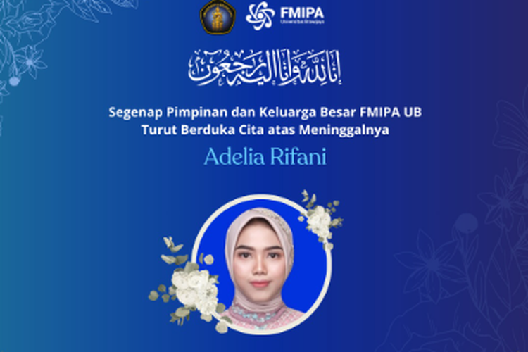 Alumnus UB Adelia Rifani Turut Jadi Korban Kecelakaan KRL-KA Argo Bromo, FMIPA Berduka