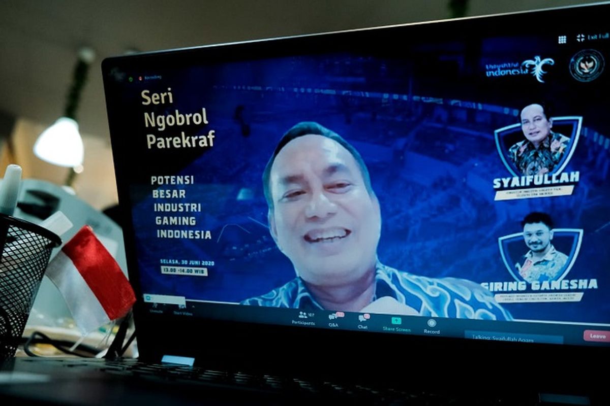 Webinar Seri Ngobrol Parekraf bertema Potensi Besar Industri Gaming di Indonesia, Selasa (30/6/2020).