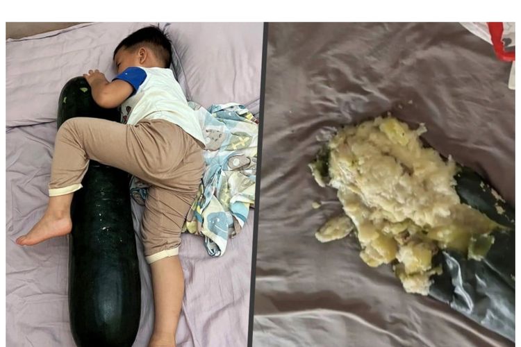 Tradisi Warga di China Peluk Labu Besar Untuk Hilangkan Gerah, Malah Meledak di Kasur