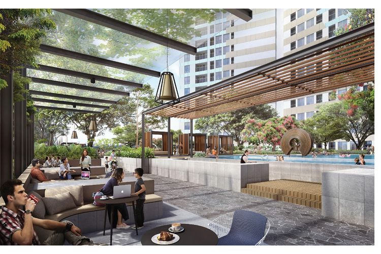 Hunian di apartemen Southgate dilengkapi dengan sky lounge yang dilengkapi taman asri dan pemandangan ke arah CBD area di ruas TB Simatupang, Jakarta Selatan.