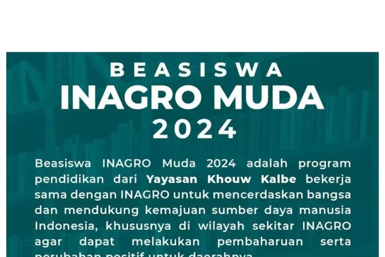 Beasiswa Inagro Muda 2024 bagi siswa SMA dan SMK sederajat