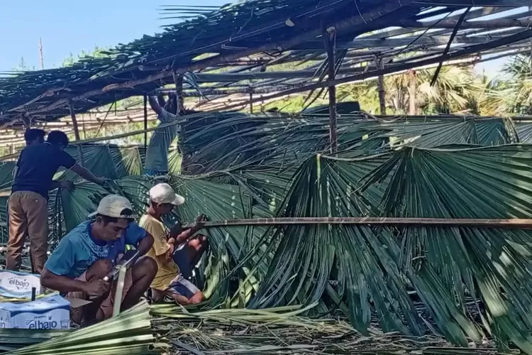 Gedung Sekolah Retak Parah Pasca-Gempa M 7,7, Guru dan Warga Mabar Bangun Kelas Darurat dari Daun Gebang