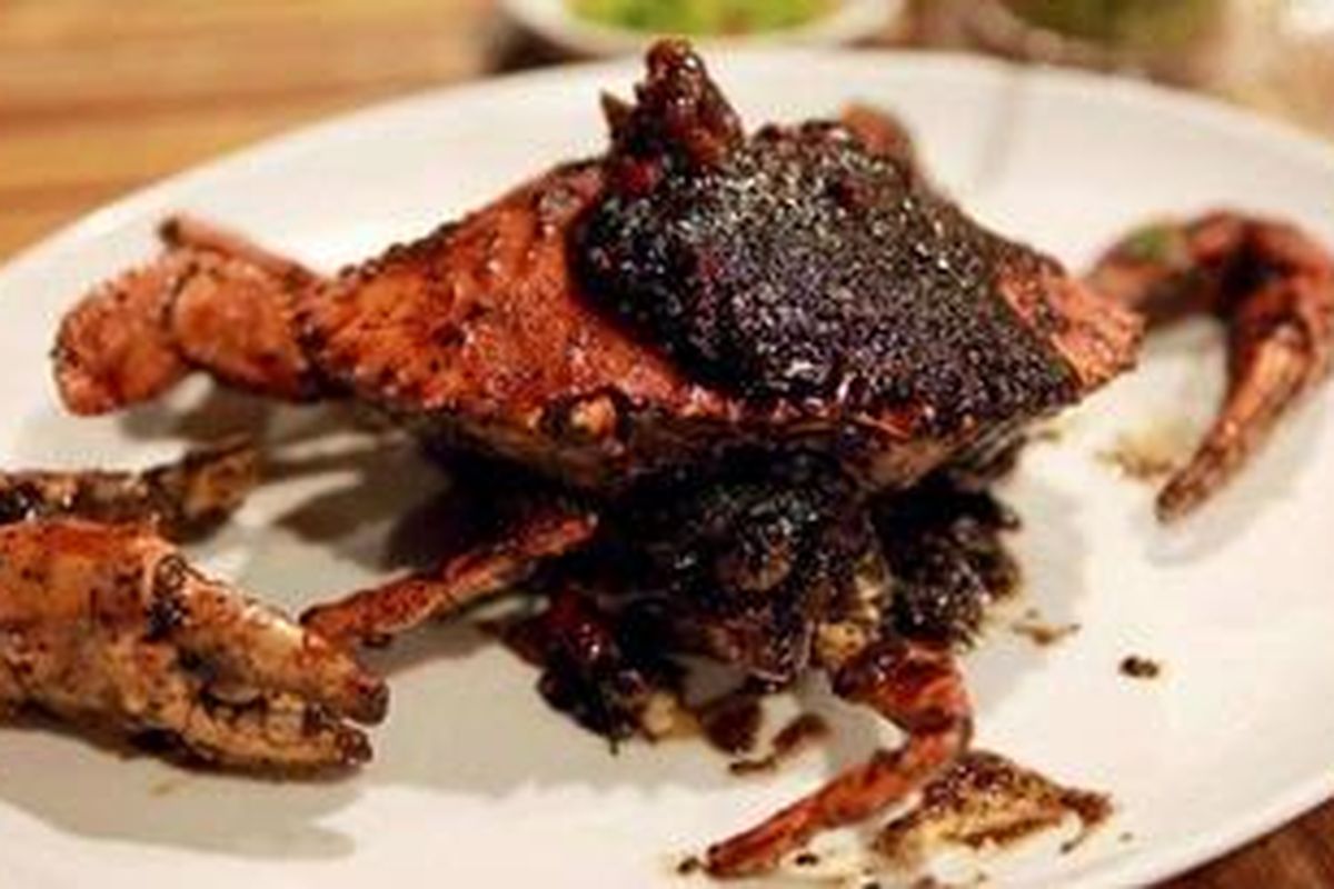 Kepiting Lada Hitam di Dinar Seafood.