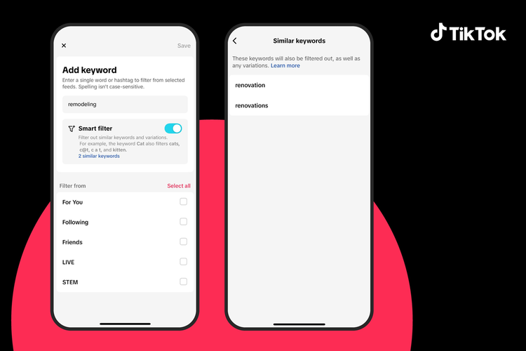 TikTok menghadirkan fitur Smart Filter Keywords. Ini merupakan versi cerdas dari alat penyaring kata kunci yang sebelumnya sudah tersedia di aplikasi.
