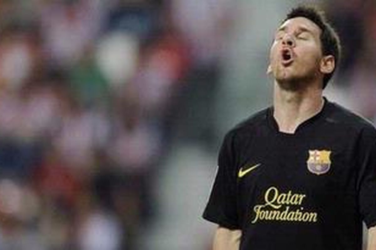 Penyerang Barcelona, Lionel Messi. 