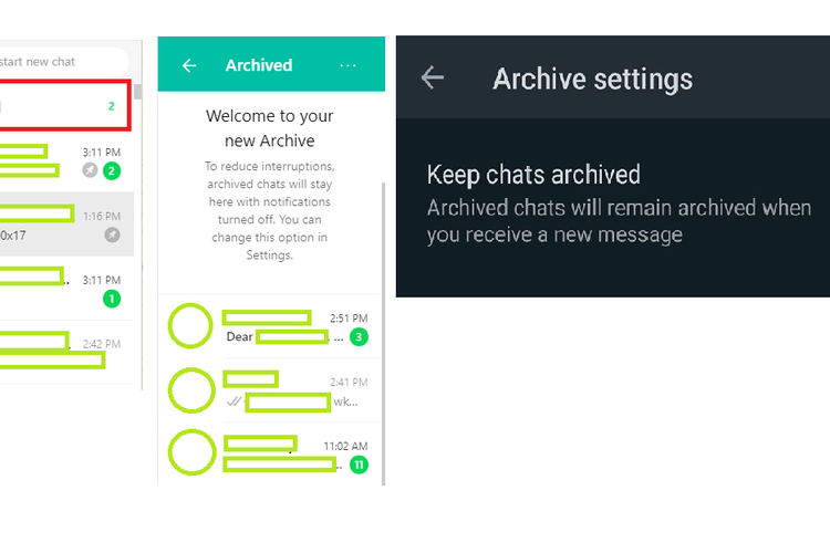 Fitur Arsip versi baru memungkinkan pengguna menyembunyikan chat yang tidak akan kembali ke beranda meskipun ada pesan baru yang masuk.