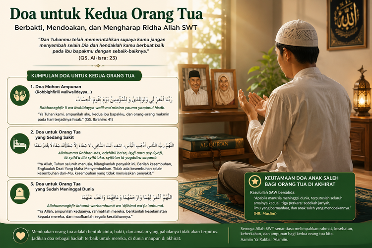 Doa untuk Kedua Orang Tua: Arab, Latin, Arti & Keutamaannya