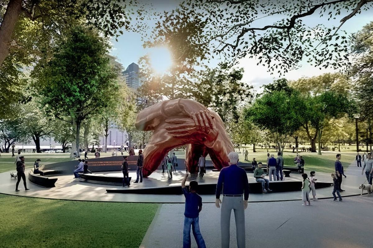 Monumen perdamaian anti rasial The Embrace akan dipasang di Taman Boston Common Amerika Serikat pada 2022