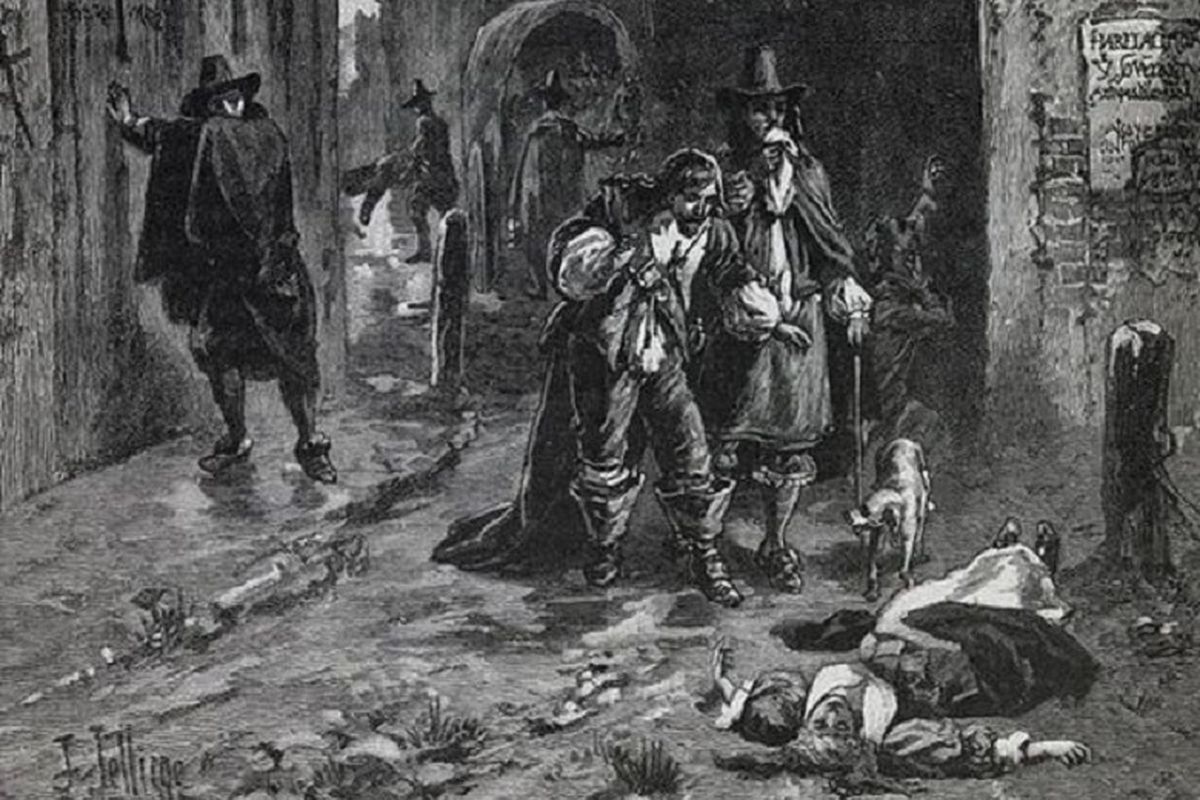 Ilustrasi ketika wabah pes melanda Kota London pada 1664.