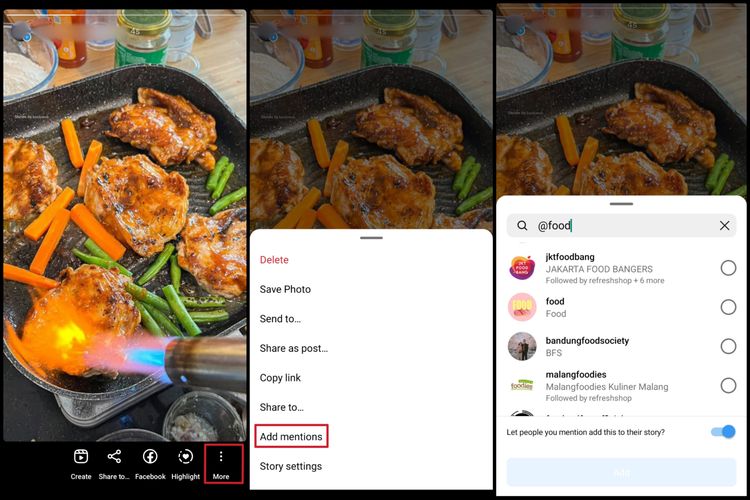 Cara tag orang di Instagram Story tanpa kelihatan dengan fitur Add mentions.