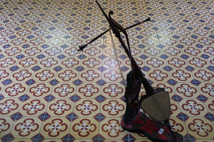Yogyakarta, Indonesia, June 22, 2019. Rebab, a traditional musical instrument played by swiping, belongs to the Tembi museum collection.