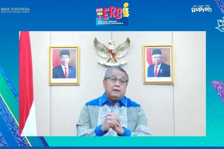 Gubernur Bank Indonesia Perry Warjiyo saat membuka acara Festival Rupiah Berdaulat Indonesia (FERBI) 2022, Jumat (19/8/2022).