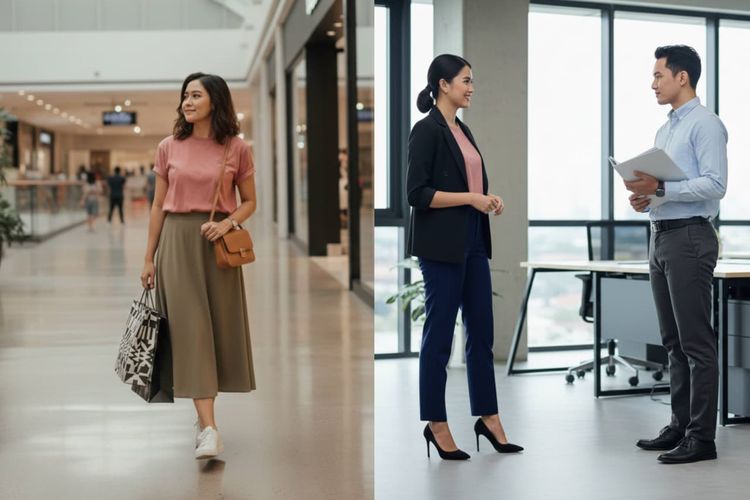 Ilustrasi mix and match pakaian.