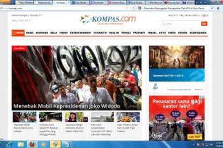 Tampilan situs Kompas.com