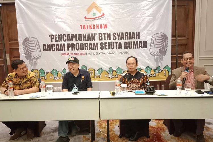Talkshow ?Pencaplokan? BTN Syariah Ancam Program Sejuta Rumah yang diadakan Kornas-Pera di Jakarta, Jumat (22/7/2022).