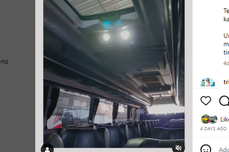 Fitur Guide Lamp pada kabin bus pariwisata milik PO Pesona