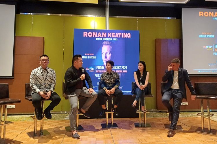 Konferensi pers konser Ronan Keating Epic Friday 2023, di Hotel Pullman Central  Park,  Jakarta Barat, Senin (26/6/2023).