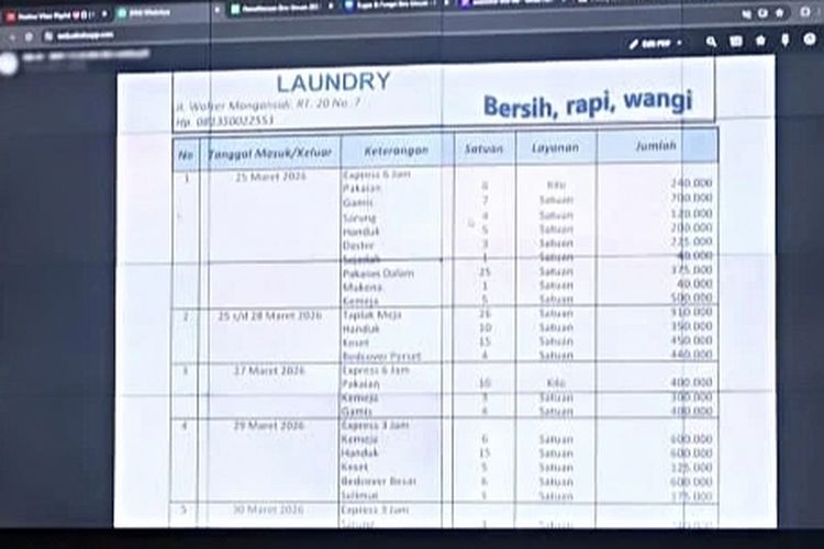 Selisih Rp 13 Juta, Rincian Nota 