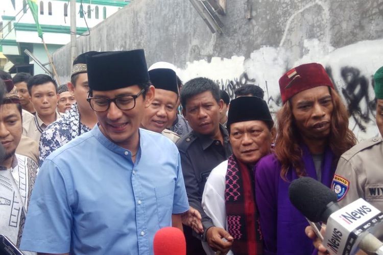 Calon wakil Presiden nomor urut 02 Sandiaga Uno ditemui di daerah Kapuk, Jakarta Barat, Jumat (30/11/2018).