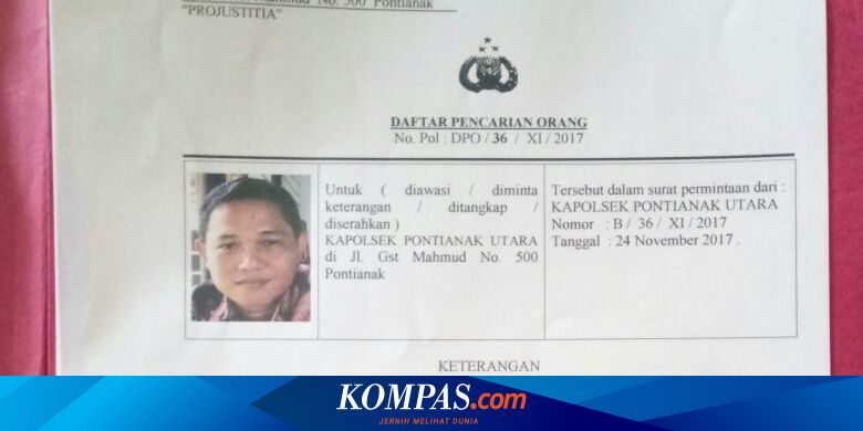 Buron Mantan Wakil Wali Kota Pontianak Ditangkap Karena Kasus