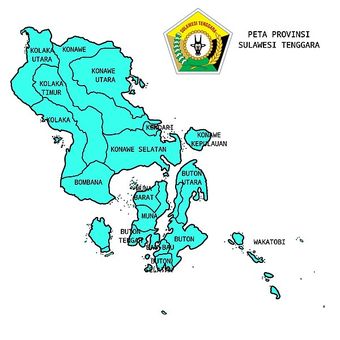 Peta Provinsi Sulawesi Tenggara.