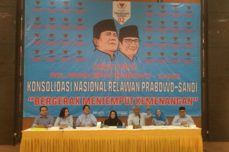  Ketua Panitia Deklarasi Nasional Relawan Nasional Didik Hariyanto di Gedung RJA Kompleks Perumahan Anggota DPR, Kalibata, Jakarta Selatan, Selasa(13/11/2018).