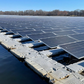 Ilustrasi panel surya terapung

