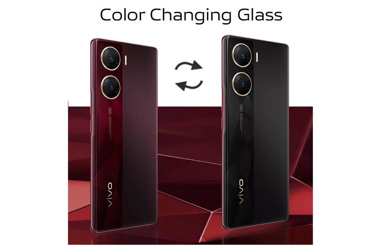 Khusus varian Artistic Red, bodi belakang ponsel dilengkapi dengan desain dual-tone dengan kaca yang dapat berubah warna. Ketika terkena sinar Ultraviolet (UV), punggung Vivo V29e bakal berubah dari warna merah menjadi hitam.