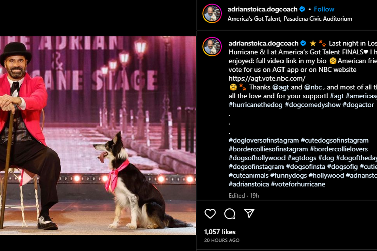 Tangkap layar Adrian Stoica and Hurricane di final America's Got Talent 2023.