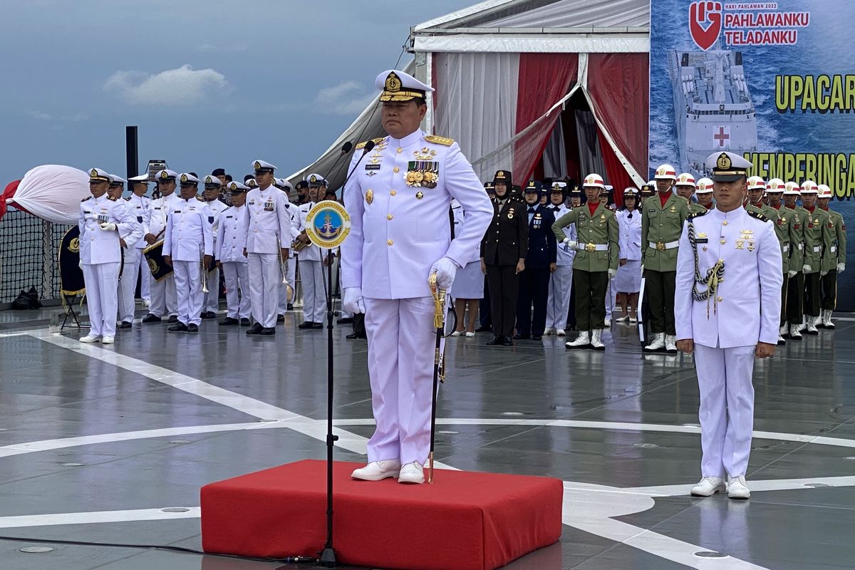 Navy chief of staff Admiral Yudo Margono leads a ceremony to commemorate National Heroes Day on November 10, 2022 in North Jakarta. 