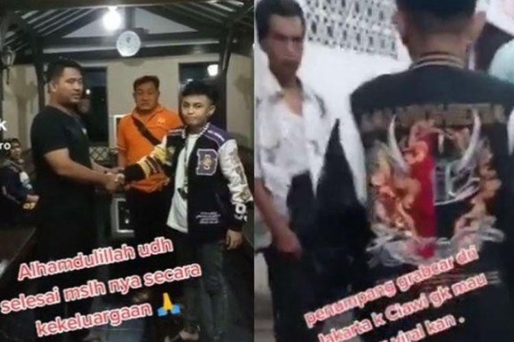 Kolase postingan penumpang dan driver Grab saat bertemu di kantor polisi. Mereka saling memaafkan atas kesalahpahaman video viral penumpang tak mau bayar. 