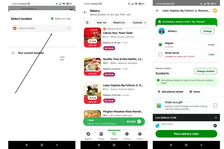 cara pesan gofood beda kota