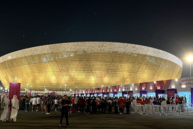 Suasana Stadion Lusail jelang laga Portugal vs Swiss pada babak 16 besar Piala Dunia 2022 Qatar, Rabu (7/12/2022) dini hari WIB. Terkini, Stadion Lusail akan menjadi venue final dan closing ceremony Piala Dunia 2022 Qatar. 