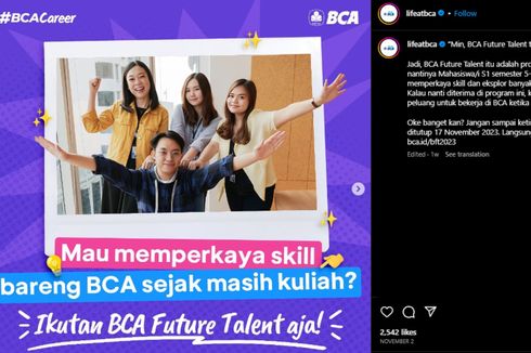 BCA Future Talent Buka Pendaftaran hingga 17 November 2023, Dapat Uang Saku!