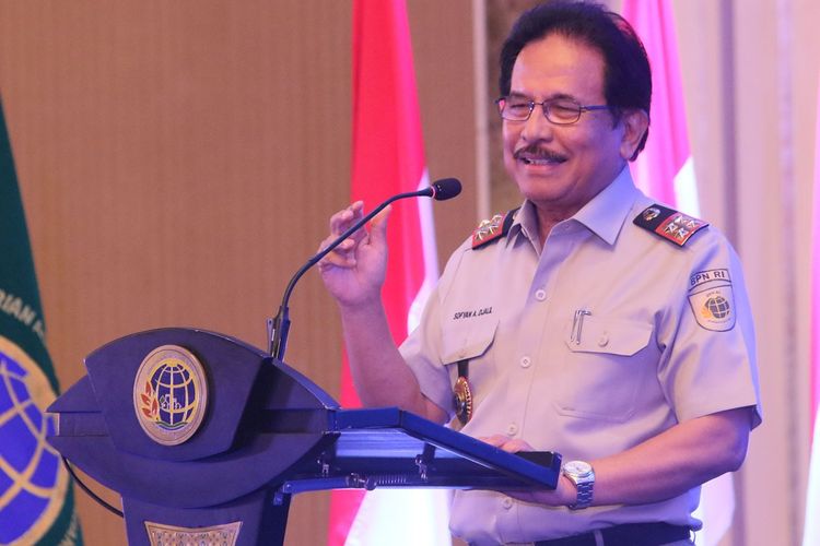 Menteri ATR/BPN Sofyan A. Djalil saat membuka Rapat Kerja Nasional (Rakernas) Tahun 2020 di Hotel Shangri-la, Jakarta, Selasa, (21/1/2020).