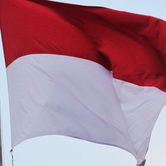 Ilustrasi bendera Indonesia, bendera merah putih. 