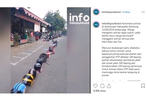 Ada Helm hingga Botol Minum Ikut Antre e-KTP, Ini Kata Disdukcapil Kabupaten Bandung