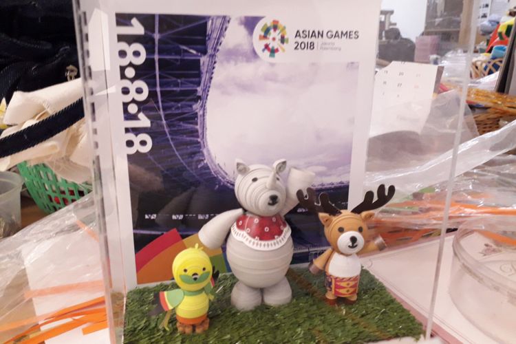 Maskot Asian Games dari precious one untuk tamu VIP pada pembukaan Asian Games