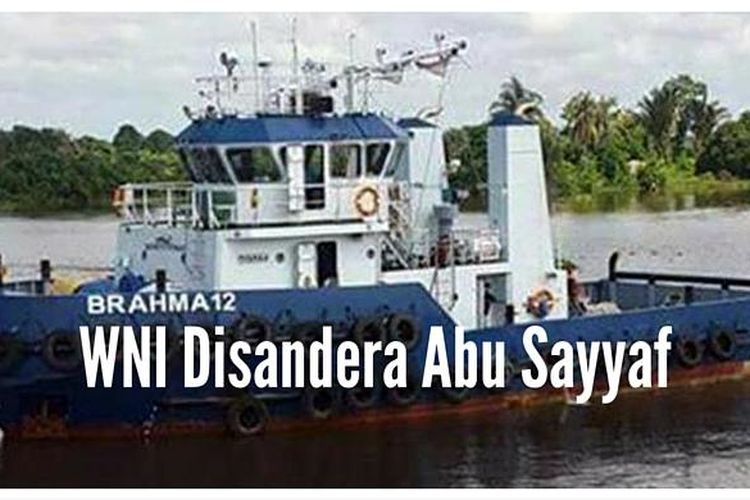 Kapal Tug Boat Brahma 12 yang diduga dibajak Kelompok Milisi Abu Sayyaf.