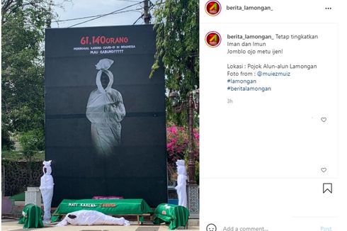 Viral Foto Patung 'Pocong' di Alun-alun Lamongan, Ini Penjelasannya