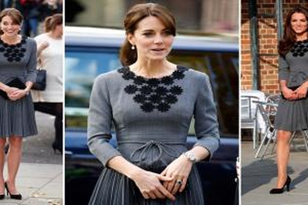 Busana abu-abu yang dipakai ulang oleh Kate Middleton