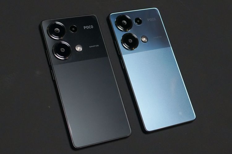 Poco M6 Pro varian warna biru dan hitam.