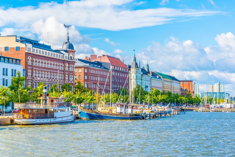 Suasana distrik Kruununhaka, Helsinki, Finlandia.