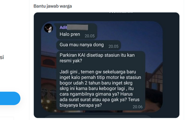 Tangkapan layar motor dititipkan selama dua tahun di Stasiun Bogor.