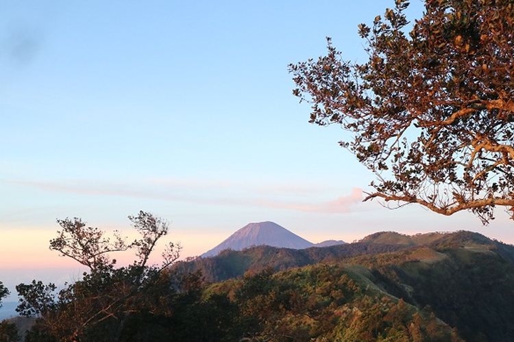 Pemandangan Gunung Semeru dari Puncak B29, Desa Argosari, Kecamatan Senduro, Kabupaten Lumajang, Jawa Timur, Selasa (11/4/2017). Puncak B29 adalah salah satu sudut untuk menikmati momen matahari terbit di Lumajang.