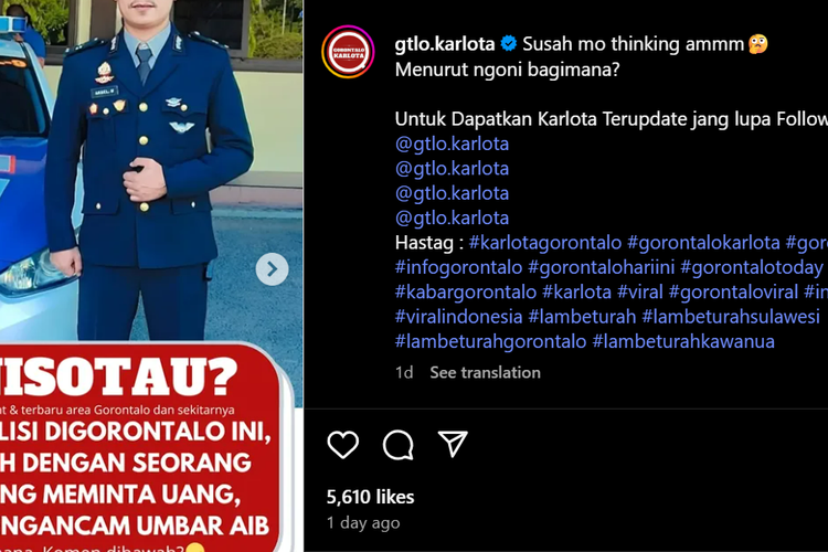 Viral Polisi Gorontalo Selingkuh dengan Mahasiswa, Diduga Lakukan Pemerasan