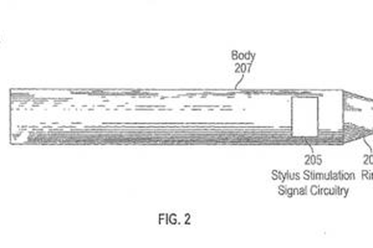 Ilustrasi stylus dalam dokumen paten yang diajukan Apple