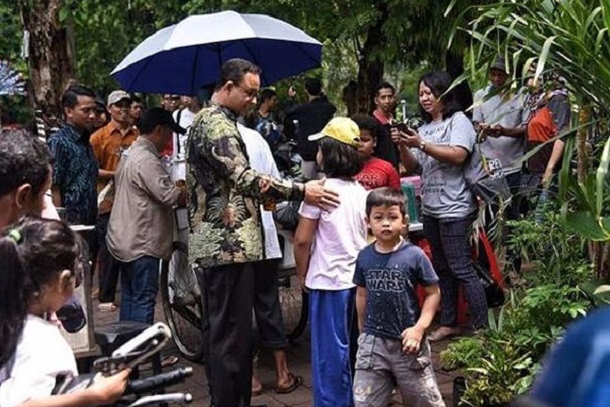 Gubernur DKI Jakarta, Anies Baswedan menghadiri peresmian Taman Maju Bersama