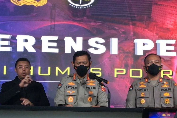 Kepala Bagian Penerangan Umum (Kabag Penum) Divisi Humas Polri Kombes Gatot Repli Handoko di Bareskrim Polri, Jakarta, Senin (14/3/2022).