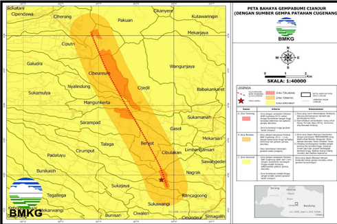 BMKG Rilis Peta Bahaya Gempa Cianjur akibat Sesar Cugenang, Ini Daftarnya